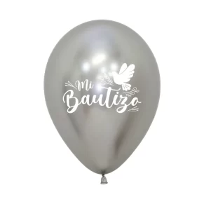 GLOBO.R-12 BAUTIZO PALOMA PLATA .BX12