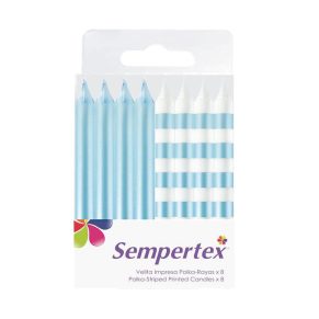 VELA RAYAS MET BLANCO-AZUL CELESTE  X8 .SEMPERTEX